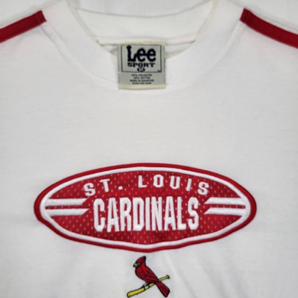 St. Louis Cardinals Men's Medium Lee Sport White Tshirt Red‎ Trim